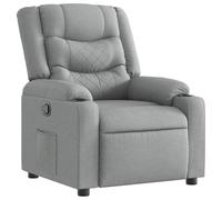HETFTJN Fauteuil Inclinable Gris Clair en Tissu Confortable, Fauteuil de Salon Manuel Réglable à 135 Degrés avec 2 Porte-Gobelets et Poche Latérale, Chaise Transat Relax pour Salon et Bureau