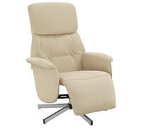 HETFTJN Fauteuil Inclinable Manuel avec Repose-Pied, Fauteuil de Relaxation Pivotant à 360 Degrés en Tissu Respirant Crème, Chaise Lounge de Salon et Bureau, Capacité 110 kg