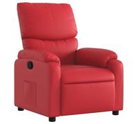 HETFTJN Fauteuil Inclinable Manuel en Similicuir Rouge, Chaise de Relaxation Confortable avec Repose-Pieds et Poche Latérale pour Salon, Dossier Réglable Max 135 Degrés