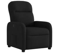 HETFTJN Fauteuil Inclinable Manuel en Tissu Noir, Chaise de Relaxation de Salon avec Dossier Réglable à 135 Degrés et Repose-Pieds, Siège Rembourré avec Poche Latérale, Max 110 kg