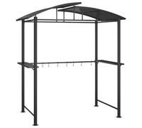 HETFTJN Gazebo BBQ et Tonnelle de Barbecue avec Étagères Latérales, Abri de Jardin en Acier et Toit en Polycarbonate pour Grill et Cuisine Extérieure, Anthracite, 210x114x230 cm