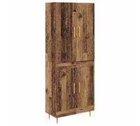 HETFTJN Haut Armoire Bois Ancien 69,5x34x180 cm - Buffet Haut de Rangement avec 2 Portes et Étagères pour Salon et Salle à Manger, Vaisselier Moderne en Bois d'Ingénierie et Poignées en Laiton