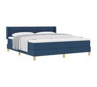HETFTJN Lit à Ressorts avec Matelas et Surmatelas Bleu 180 x 200 cm, Lit Boxspring Double avec Cadre en Bois Massif et Tête de Lit Réglable en Hauteur pour Chambre Adulte