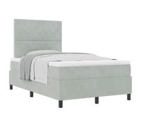 HETFTJN Lit à Ressorts Ensachés 120x190 cm avec Matelas et Surmatelas, Lit Complet Petit Double en Velours Gris Clair pour Chambre d'Adulte et d'Ado, Cadre en Bois Solide
