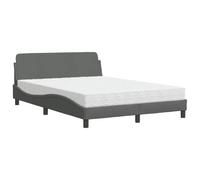 HETFTJN Lit avec Matelas 120x200 cm Dover, Cadre de Lit en Tissu Gris Foncé avec Sommier à Lattes et Matelas en Mousse PU Réversible H2 H3, Lit Adulte 1 Place et Demi