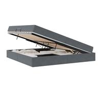 HETFTJN Lit Coffre 200x200 cm avec Matelas et Sommier à Lattes, Cadre de Lit 2 Places en Velours Gris Foncé avec Rangement Hydraulique pour Chambre et Suite Parentale