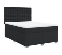 HETFTJN Lit Complet 140x190 cm Noir - Lit à Sommier Double en Similicuir avec Matelas à Ressorts Ensachés, Surmatelas Déhoussable et Tête de Lit Réglable pour Chambre