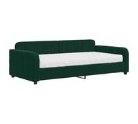 HETFTJN Lit de Jour 2 en 1 avec Matelas en Mousse 100x200 cm Canapé-Lit Convertible en Velours Vert Foncé, Banquette Lit de Repos avec Sommier à Lattes pour Salon et Chambre d'amis