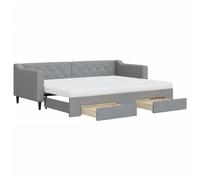 HETFTJN Lit de Jour avec Lit Gigogne et 2 Tiroirs de Rangement Canapé-Lit Convertible en Tissu Gris Clair avec 2 Matelas en Mousse pour Salon et Chambre 80x200 cm
