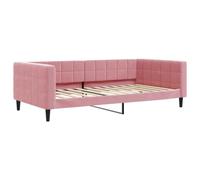 HETFTJN Lit de Repos Rose 100x200 cm, Canapé-Lit 2 en 1 en Velours avec Sommier à Lattes en Bois, Cadre de Lit d'Appoint Moderne sans Matelas pour Salon et Chambre à Coucher