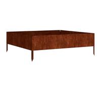 HETFTJN Lit Surélevé de Jardin 100x100x33,5 cm en Acier Corten, Carré Potager Extérieur sans Fond pour Légumes, Fleurs et Herbes Aromatiques, Jardinière Idéale pour Balcon, Terrasse et Patio