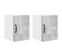 HETFTJN Lot de 2 Armoires Murales de Cuisine Lucca - Meuble de Rangement Suspendu en Bois d'Ingénierie, Style Moderne Contemporain, Gris Béton, 30 x 31 x 40 cm