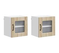 HETFTJN Lot de 2 Armoires Murales de Cuisine, Rangement Suspendu 40x31x40 cm en Bois d'Ingénierie, Style Moderne, Finition Chêne Sonoma, Meuble Fonctionnel pour Organisation Cuisine