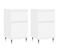 HETFTJN Lot de 2 Buffets Blancs 40x35x70 cm, Meuble de Rangement en Bois d'Ingénierie avec Pieds en Fer, Petit Buffet Bas pour Salon, Entrée, Bureau et Couloir