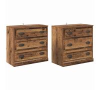 HETFTJN Lot de 2 Buffets Buffet Salon Commode Industrielle Design Moderne en Bois d'Ingénierie Rangement avec Tiroir Poignées Métal pour Salle à Manger Cuisine Bois Ancien 70x35,5x67,5 cm
