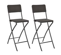 HETFTJN Lot de 2 Chaises de Bar Pliables Aspect Rotin, Tabourets Hauts Pliants en PEHD et Acier, Mobilier de Jardin, Balcon, Terrasse, Couleur Marron, 45x63x114 cm
