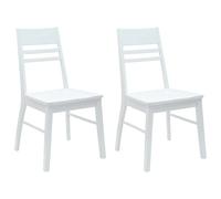 HETFTJN Lot de 2 Chaises de Salle à Manger Blanches 43x54x89 cm en Bois d'Hévéa Massif, Chaise de Cuisine Moderne au Design Minimaliste pour Salon et Intérieur