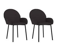 HETFTJN Lot de 2 Chaises de Salle à Manger Noires en Similicuir, Fauteuils Rembourrés avec Accoudoirs et Pieds en Métal, Chaises Confortables Design pour Salon et Cuisine