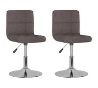 HETFTJN Lot de 2 Chaises de Salle à Manger Pivotantes en Tissu Taupe, Fauteuil de Cuisine Réglable en Hauteur avec Vérin à Gaz, Siège Confortable avec Base en Acier Chromé pour Salon et Bureau