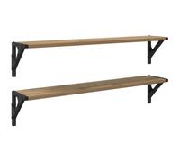 HETFTJN Lot de 2 Étagères Murales en Bois d'Ingénierie et Métal Noir, Étagères Flottantes pour Salon, Chambre ou Bureau, Style Industriel Moderne, Finition Chêne Artisanal, 80 x 15 x 15,5 cm