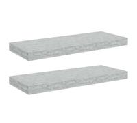 HETFTJN Lot de 2 Étagères Murales Flottantes en MDF Gris Béton 60x23,5x3,8 cm, Étagères Décoratives avec Système de Montage Invisible pour Salon, Bureau et Chambre, Capacité 7 kg