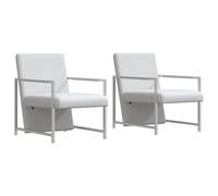 HETFTJN Lot de 2 Fauteuils Cabine en Similicuir Blanc - Chaise de Salon Moderne Forme Cubique Design Ergonomique avec Pieds Chromés 53x69x73 cm - Siège Confortable pour Bureau et Intérieur