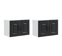 HETFTJN Lot de 2 Meubles Hauts de Cuisine, Armoire Murale Moderne en Bois d'Ingénierie, Caisson de Rangement pour Ustensiles et Accessoires, 60 x 31 x 40 cm, Noir