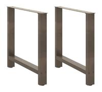 HETFTJN Lot de 2 Pieds de Table à Manger en Acier Naturel 80 x 72-73 cm, Piétement Métallique Carré pour Bureau et Table de Cuisine, Pieds de Table Robustes avec Niveleurs