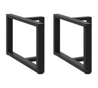 HETFTJN Lot de 2 Pieds de Table Basse en T Noir 60 x 25 x 42-43 cm, Pieds de Table en Acier Thermolaqué avec Niveleurs Réglables pour Table de Salon et Bureau Individuel