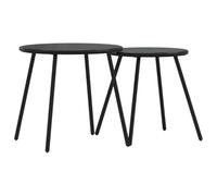HETFTJN Lot de 2 Tables Basses de Jardin Rondes en Acier Enduit de Poudre, Table d'Extérieur pour Balcon, Terrasse et Salon, Tables Gigognes à Café, Noir, Ø 50 cm et Ø 40,5 cm