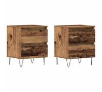 HETFTJN Lot de 2 Tables de Chevet en Bois d'Ingénierie, Cabinet de Nuit Rectangulaire avec 2 Tiroirs et Poignées, Meuble de Chambre Gain de Place Coloris Bois Ancien, 40 x 35 x 50 cm