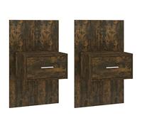 HETFTJN Lot de 2 Tables de Chevet Murales en Bois d'Ingénierie, Tables de Nuit Suspendues Coloris Chêne Fumé, Meubles de Rangement Flottants pour Chambre et Salon, 48,5 x 32,5 x 80 cm