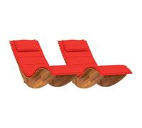 HETFTJN Lot de 2 Transats en Bois d'Acacia Massif avec Coussins, Bain de Soleil Moderne pour Jardin, Terrasse et Piscine, Chaise Longue de Détente Extérieur, Marron, 154 x 60 x 74 cm