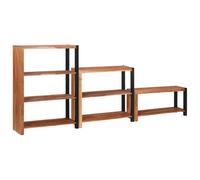 HETFTJN Lot de 3 Bibliothèques, Étagère de Rangement en Bois d'Acacia Massif, Bibliothèque Ouverte Moderne avec 6 Étagères, Meuble de Salon et Bureau 80 x 30 x 110 cm