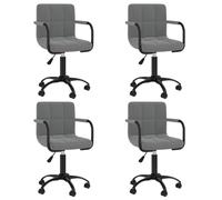HETFTJN Lot de 4 Chaises de Salle à Manger Pivotantes Velours Gris Foncé, Chaise de Cuisine Réglable en Hauteur avec roulettes et Vérin à Gaz, Siège Confortable Pivotant à 360°