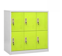 HETFTJN Lot de 5 Armoires à Casiers en Acier, Vestiaire Métallique de Rangement avec 6 Compartiments Sécurisés pour Bureau et École, 90 x 45 x 92,5 cm, Gris Clair et Vert