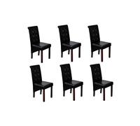 HETFTJN Lot de 6 Chaises de Salle à Manger Noires en Similicuir - Chaises Rembourrées avec Pieds en Bois Marron Foncé, Style Antique et Design Ergonomique pour Cuisine et Séjour, 43 x 52 x 95 cm