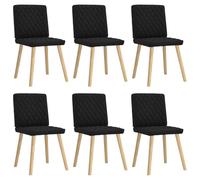 HETFTJN Lot de 6 Chaises de Salle à Manger Noires en Tissu avec Pieds en Métal et Bois, Chaises Rembourrées Confortables pour Salon, Cuisine et Bureau, Design Moderne Épuré