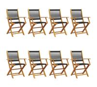 HETFTJN Lot de 8 Chaises de Jardin Pliantes en Bois d'acacia Massif, Chaises d'extérieur Noires avec Finition à l'huile, Fauteuils de terrasse Pliables et Robustes, 54 x 57 x 91 cm