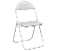 HETFTJN Lot de 8 Chaises Pliantes Blanches en Simili Cuir et Acier 48x43,5x81 cm, Chaise de Salle à Manger Pliable Gain de Place, Siège Rembourré Confortable pour Salon et Bureau