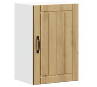 HETFTJN Lucca Armoire Murale de Cuisine 40x31x60 cm Meuble de Rangement Suspendu en Bois d'Ingénierie avec Porte Vitrée et Étagères pour Vaisselle et Ustensiles Coloris Chêne Artisanal