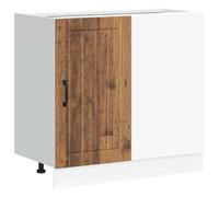 HETFTJN Meuble Bas de Cuisine Lucca en Bois d'Ingénierie, Placard de Rangement avec Portes et Pieds Réglables pour Évier et Vaisselle, Design Rustique Vieux Bois, 86 x 46 x 81,5 cm