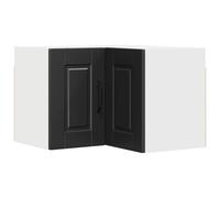 HETFTJN Meuble de Cuisine d'angle Mural, Armoire de Rangement Suspendue en Bois d'Ingénierie avec 2 Portes et Étagères, Placard Mural Moderne pour Cuisine, Noir Mat, 57 x 57 x 40 cm