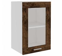 HETFTJN Meuble de Cuisine Suspendu, Vitrine Murale avec Porte vitrée, Placard de Rangement 2 étagères, Finition Chêne fumé, Bois d'ingénierie, 40 x 31 x 60 cm