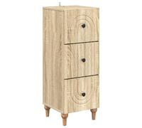 HETFTJN Meuble de Rangement 3 Tiroirs Chiffonnier en Bois d'Ingénierie Style Vintage, Colonne d'Appoint Étroite pour Salon, Bureau et Entrée, Chêne Sonoma, 33 x 34,5 x 90 cm