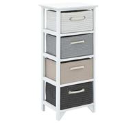 HETFTJN Meuble de Rangement en Bois de Paulownia et MDF, Commode avec 4 Tiroirs et Poignées en Cordon, Chiffonnier Rustique pour Entrée, Salon et Couloir, 35 x 27 x 86 cm