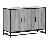 HETFTJN Meuble sous Vasque de Salle de Bain, Meuble de Lavabo en Bois d'Ingénierie et Métal, Placard de Rangement Style Industriel Rétro, Sonoma Gris, 90 x 33 x 60 cm