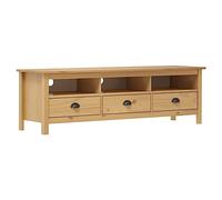 HETFTJN Meuble TV Bois Massif Pin 158x40x47 cm, Banc TV Style Rétro avec 3 Tiroirs et 3 Étagères, Buffet Bas de Rangement pour Salon et Séjour, Coloris Marron Miel Hill Range