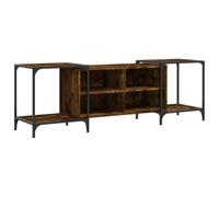 HETFTJN Meuble TV Extensible en Bois d'Ingénierie et Métal, Console Télévision Style Industriel avec Étagères, Banc TV Réglable pour Salon, Chêne Fumé, 89-153 x 37 x 50 cm