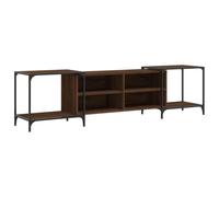 HETFTJN Meuble TV Extensible en Bois d'Ingénierie et Métal, Console TV Industrielle avec Étagères de Rangement, Pieds Réglables pour Salon, Chêne Marron, 108-203 cm